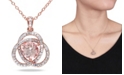 Macy's Morganite (1-1/6 ct. t.w.) and Diamond (1/10 ct. t.w.) Trillium 18" Necklace in 18k Rose Gold Over Silver